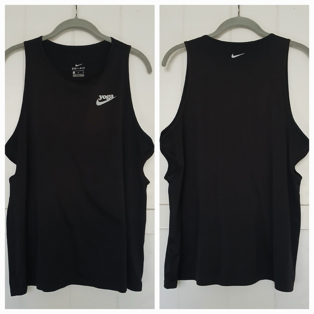 Nike Yoga Singlet Tank Swoosh Logo Dri-Fit Keyhole Women's Medium Black BV571111